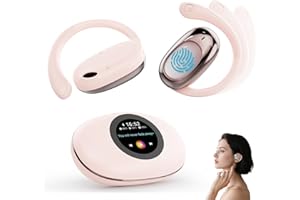AFFOMO AI Translation Earbuds Real Time, Adjustable OWS Ear Translator Device for 139 Languages BT 5.4 LCD Touch Screen Audifonos Traductores Inglés Español for Travel Business Learning(Pink)