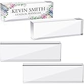 Marsui 4 Pack Clear Acrylic Desk Name Plates 8x2.5x1.25 Inch Personalized Blank Acrylic Glass Blocks, Custom DIY Name Plates for Office, School, Teacher Employee Gifts