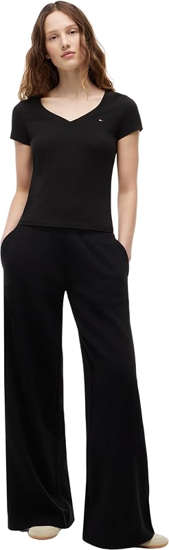 Femme Tjw 2pack V-Neck Tee Dw0dw21367 T-Shirt S/S, Multi (Black/Black), XXS EU