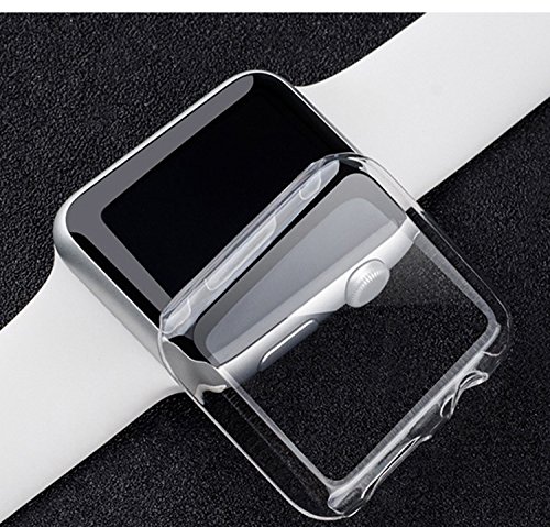 Apple Watch 1 Case , Sfmn 2- Pack iwatch 1 38mm Case Ultra-Slim Cystal Clear Full Coverage All-around PC Hard Cover Case for Apple Watch Series 1 38MM (Clear+Gray)( 2Pack-38MM) - Thumbnail 2