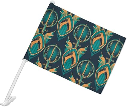 Amazon Com Graphics More Aquaman Movie Logo Trident Pattern Car Truck Flag With Window Clip On Pole Holder Sports Outdoors