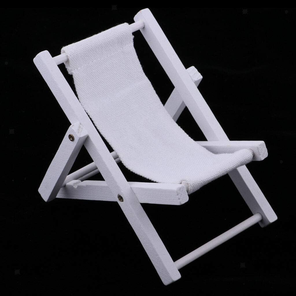 NATFUR 1/6 White Beach Chair Folding Chair Furniture for Dollfie BJD Dollhouse