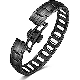 Jecanori 5X Strength Magnetic Bracelets for Men —Updated 5,000 Gauss Ellipse Magnets — Premium Butterfly Clasp & Adjustable Length,Black