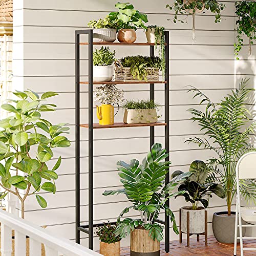 HOOBRO Toilet Storage Shelf, 3 Tier Over Toilet Bathroom Organizer Shelf, Freestanding Over the Toilet Storage Rack with Multi-Functional Shelves, Space Saver, Rustic Brown EBF41TS01