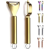 Gold Potato Vegetable And Fruit Peelers For Kitchen, Kyraton Titanium Gold Plating Stainless Steel Peelers,Sharp Blade And Ergonomic Non Slip Easy To Grip Set Of 2