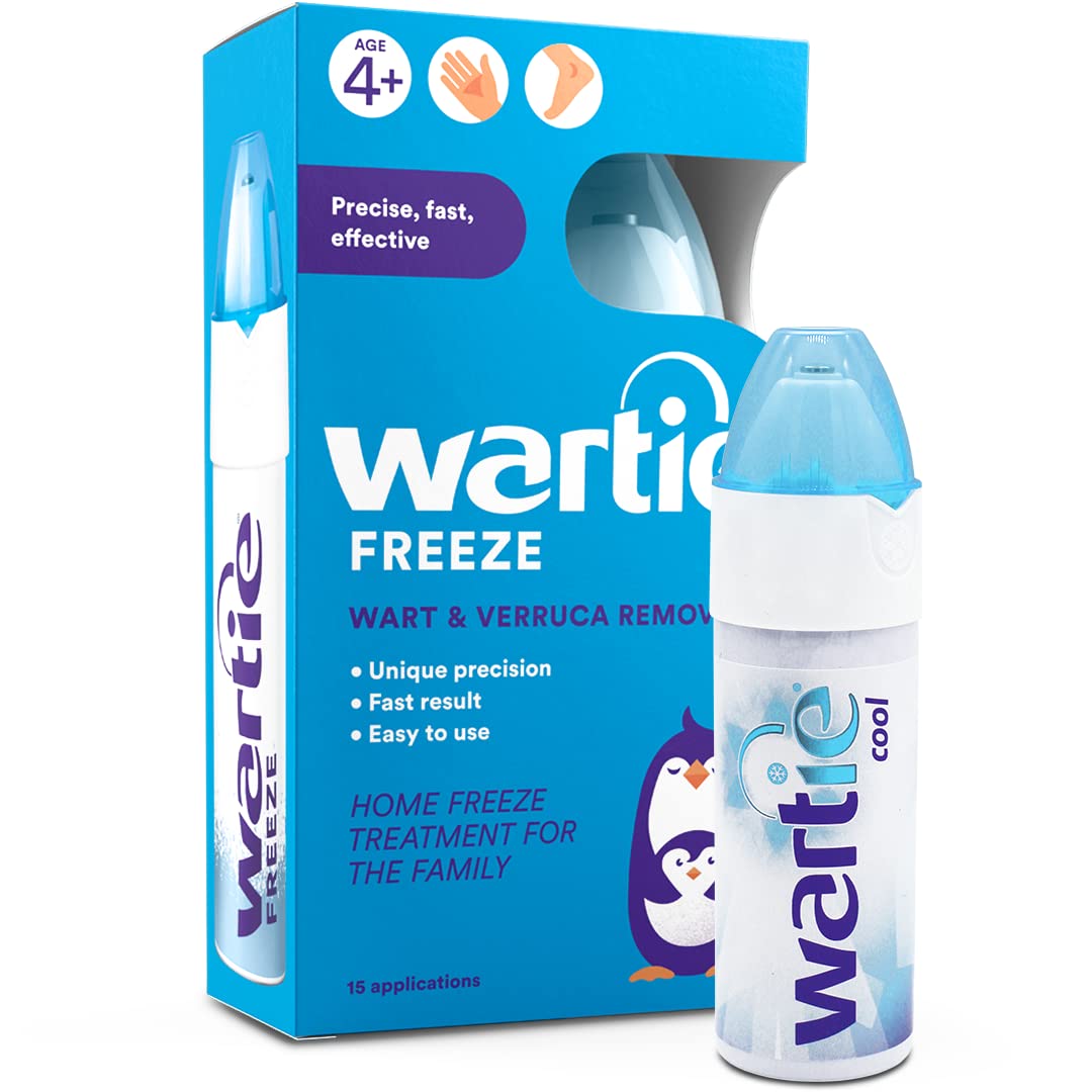 Wartie Freeze Wart and Verruca Remover, Safe For Adults and Children Aged 4+, Fast Acting Wart and Verruca Treatment For Hands and Feet, Contains 15 Applications, White, 50 ml (Pack of 1)