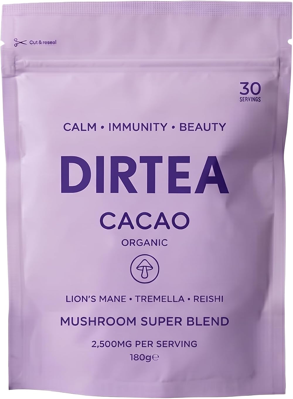 Dirtea Cacao with Organic Lion's Mane 180g 30 Servings vegan non GMO