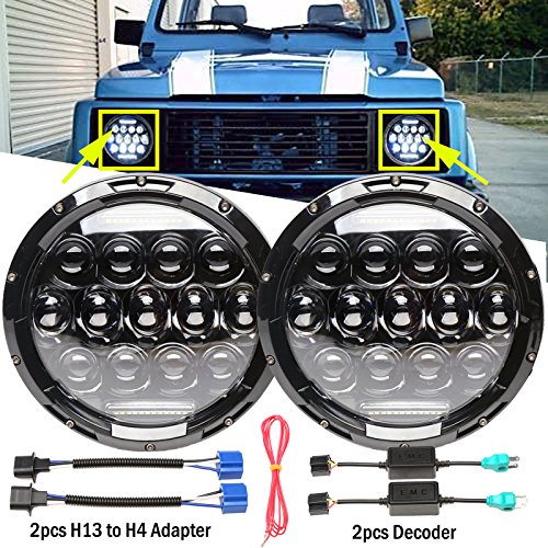 Led Headlights 7 Inch Round Headlight for Jeep Wrangler LJ JK2 JK CJ TJ Suzuki Samurai SJ410 Replace for H6017 H6024 Conversion Kit with High Beam/Low Beam/DRL/Driving