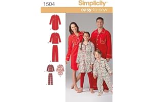 Simplicity 1504 Child's, Teen's and Adult's Matching Pajama Sewing Patterns, Children's Sizes XS-L and Adult's Sizes XS-XL