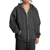 Gihuo Men's Fleece Zip Up Hoodie Full-Zip Hooded Sweatshirt Jacket Casual Streetwear