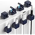8 Pack Magnetic Cord Organizer, Easy Secure Adhesive Cable Management, Wire Holder Keeper Organizer Management, Hide Or Organize Phone USB Charger Cable for Home,Office,Car,Desk,Nightstand-Dark Blue