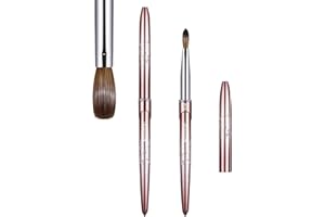 Acrylic Nail Brush Size 6,KEMEISI 100% Pure Kolinsky Nail Art Brushes Sturdy Handle Oval Shaped Acrylic Powder Nail Design Tools for Professional Manicure DIY Home Salon (Brown Gradient)