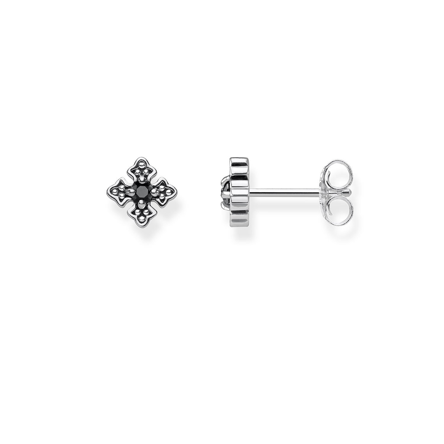 Thomas Sabo H2021-643-11 Women's Stud Earrings 925 Sterling Silver, Sterling Silver, zirconia black