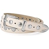 JASGOOD Women Leather Belt Fashion Studded Belt Ladies Punk Belt Vintage Leather Belt for Jeans Dress