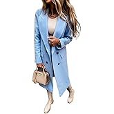 IDEALSANXUN Womens Double Breasted Long Wool Coats Fall Jackets Winter Trench Coat