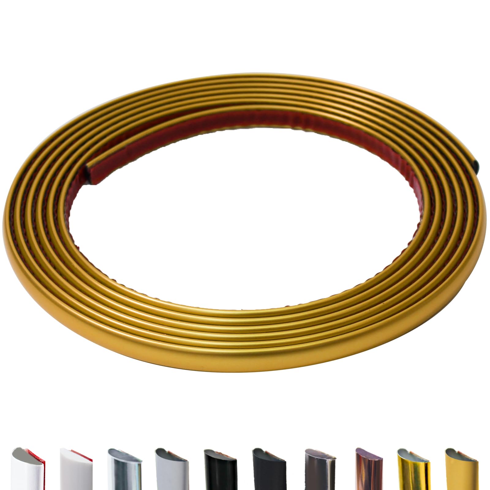 Photo 1 of JSIWOTH 9.8 Ft Peel and Stick Wall Molding Trim, D-Shape Flexible Molding Trim Matte Gold for Backsplash, Mirror, Wall, Window & Door Frames, Waterproof Self Adhesive Trim(W:0.4", T:0.1")