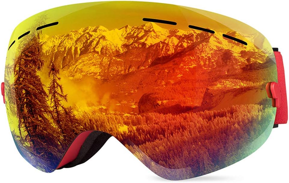 Ski Goggles, Anti-fog UV Protection Winter Snow Sports Snowboard Goggles with Interchangeable Spherical Dual Lens for Men Women & Youth Snowmobile Skiing Skating