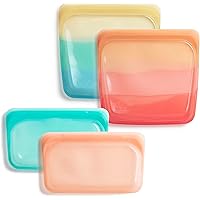 Stasher Reusable Silicone Storage Bag, Food Storage Container, Microwave and Dishwasher Safe, Leak-free, 4-Pack Lunch/Travel 