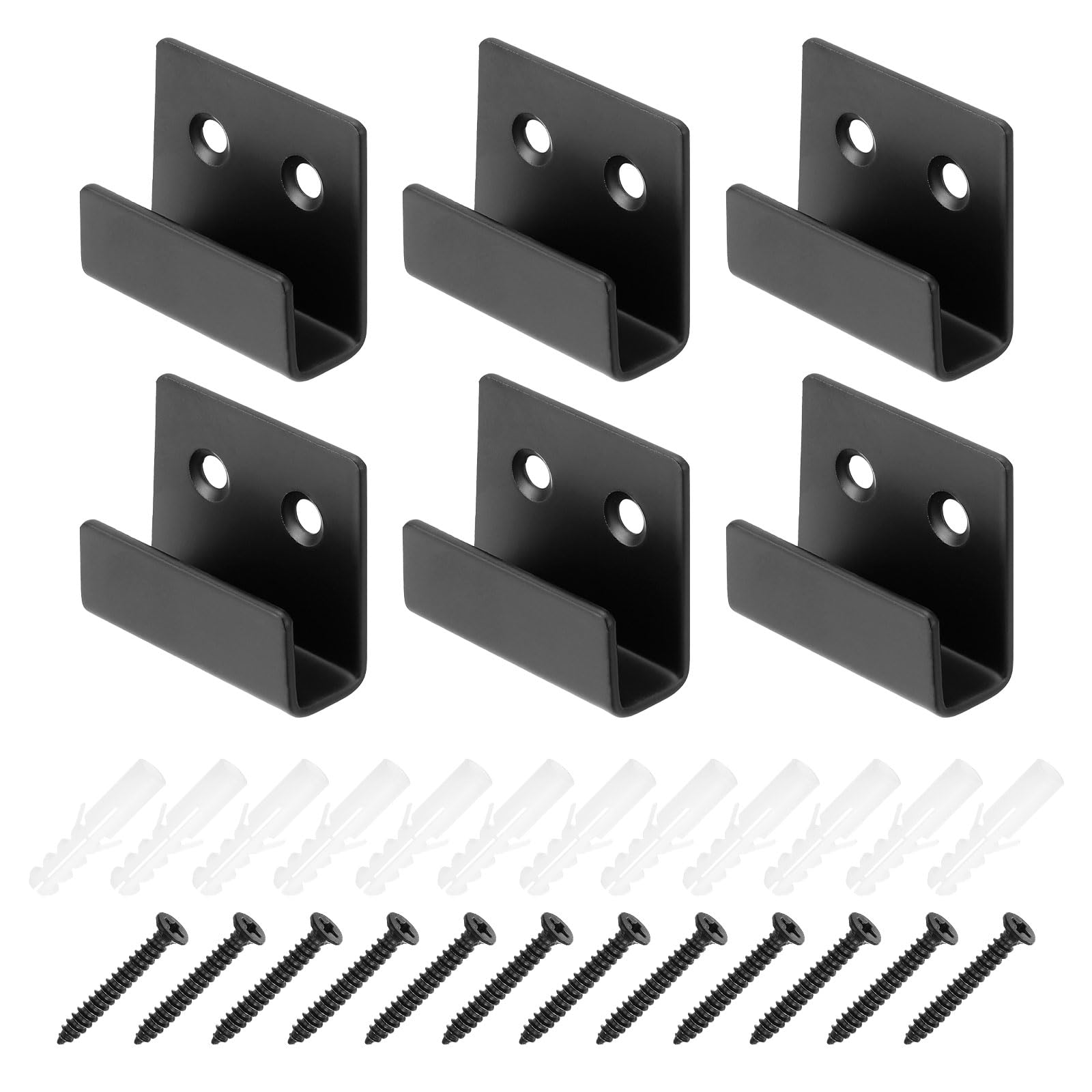 PATIKIL Tile Hanger Bracket 1.38x0.63x0.4, 6 Set U Wall Mounted Mirror Clips Fasteners Stainless Steel Metal Mirror Holder Kit S Size with Screws for Large Mirror Silver Tone