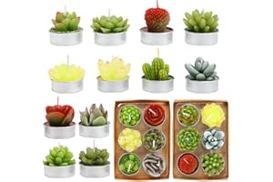 SSleng 12pcs Cactus Tealight Candles, Handmade Delicate Succulent Cactus Candles Perfect for Birthday Party ,Wedding, Spa, Home Decor