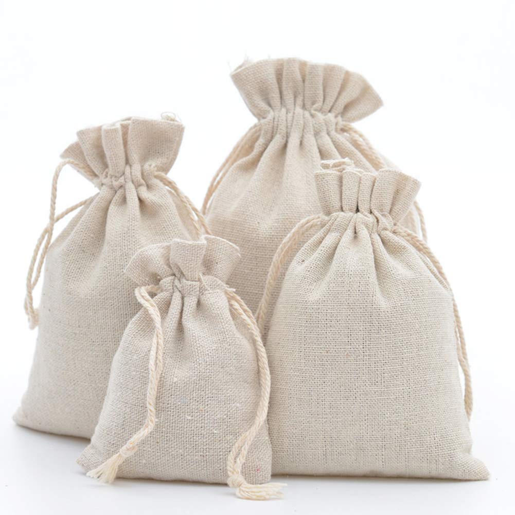 DAHI 25pcs Cotton Bags Small Cotton Drawstring Bags lightweight Reusable Gift Bag Breathable Pouches with Drawstring Packing Storage Jute Sacks for Wedding, Birthday, DIY Craft (14x19cm)