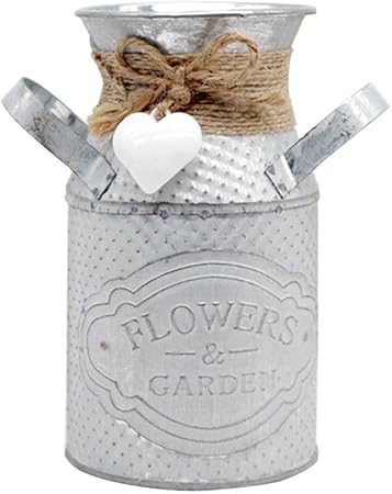 Secchio Circolare in Metallo Semplice Innovativo Vaso da Fiori cilindrico Vaso da Giardino in Ferro Pastorale Vasi Shabby Pot Fioriera Fiori Decorativi da Giardino Fioriere perdecorazione Domestica