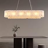 YIOSI Alabaster Rectangular Chandelier for Dining Room, L39in Gold Large Chandeliers, Marble Modern Pendant Light Fixture for