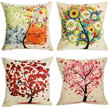 laime Under The Tree Throw Pillow Covers Decorative Pillowcases 18x18inch (4 Pieces Set)