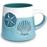 Cape Shore Artisan Coffee Tea Mug Cup, Shells, Gifts for Birthday Christmas, 16 Oz