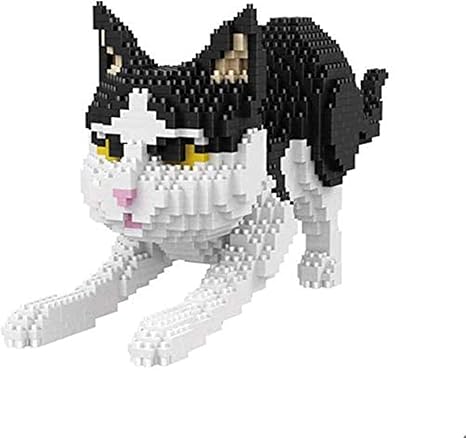Amazon Co Jp ペルシャ猫ブラック子猫動物ペット3dモデルdiyミニダイヤモンドブロックブロックビルディング玩具のための贈り物 1390pcs ホーム キッチン