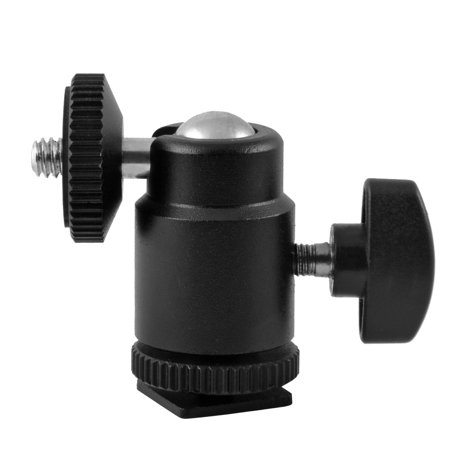 Mini Ball Head Hot Shoe Mount Adapter 360-degree Rotation with 1/4\