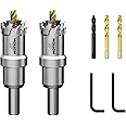 Mollom 7/8Inch (22mm) 2Pcs Heavy Duty Carbide Hole Saws, Hole Cutters for Stainless Steel, mild Steel, Iron, Copper, Brass, Plastic