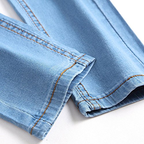 TIMEMEANS Men Slim Biker Zipper Denim Jeans Skinny Frayed Pants Distressed Rip Trousers - Thumbnail 5