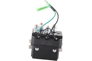 EVGATSAUTO 1500-5000lb Winch Solenoid, ATV UTV Winch Contactor Solenoid Relay with Hardware, Black Color, Heavy Duty