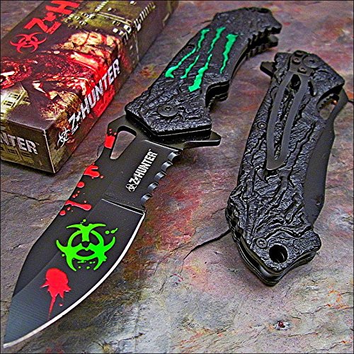 Zombie hunter green monster claws biohazard pocket knife