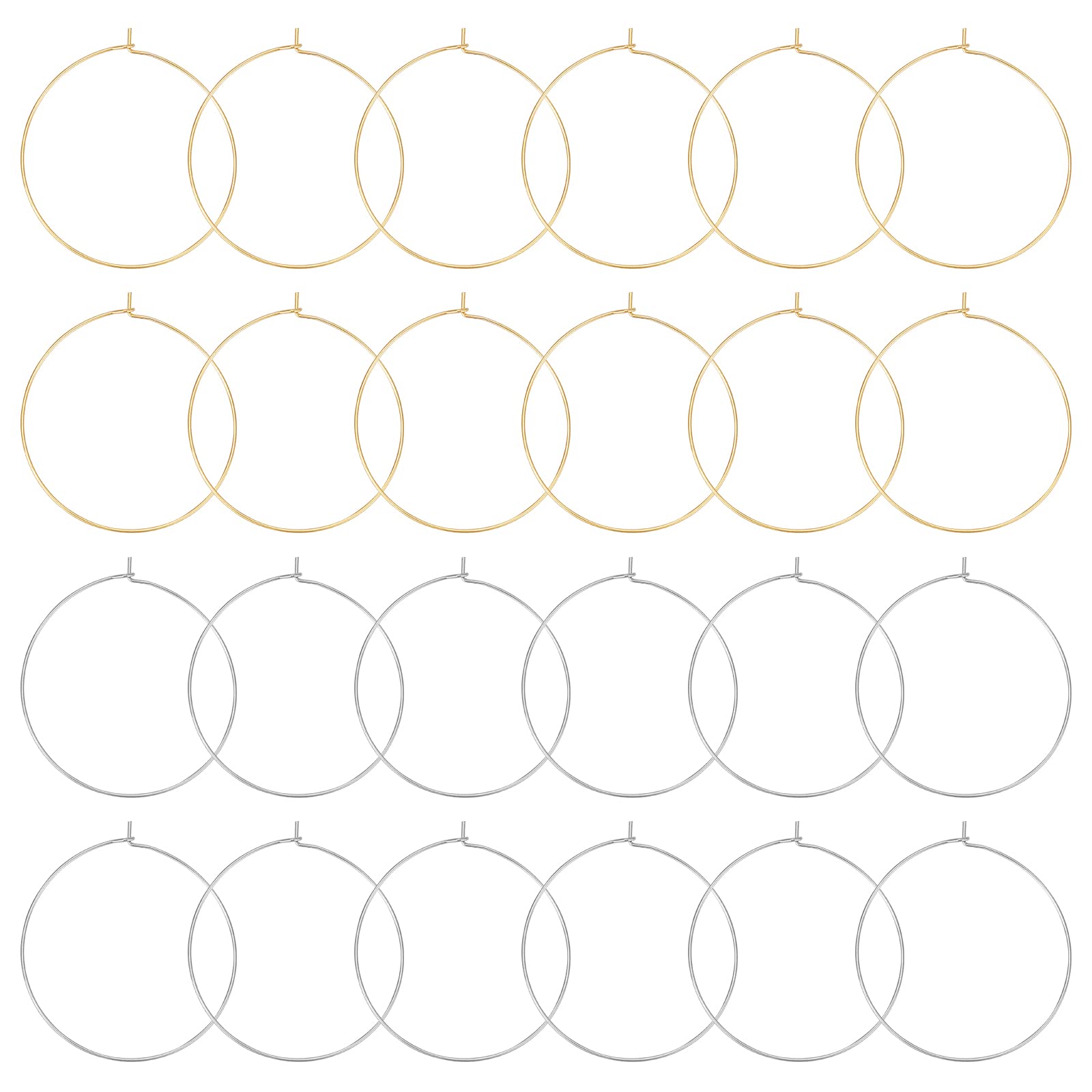 DICOSMETIC 60pcs 2 Colors Wine Glass Charm Ring Open Earring Beading Hoop Wine Glass Hoop Earring Charm Ring Round Shape Earring for DIY Jewelry Making Craft Wine Tasting Party Decor, 40x45mm