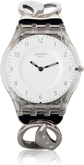 Swatch Damen Armbanduhr First Born Analog Quarz Edelstahl SFK373G