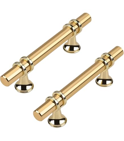 Matte Black And Brushed Brass Cabinet Handles 3-3/4 Inch