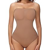 Zeecaro Strapless Shapewear Thong for Women Tummy Control Tube Top Bodysuits One Piece Leotard