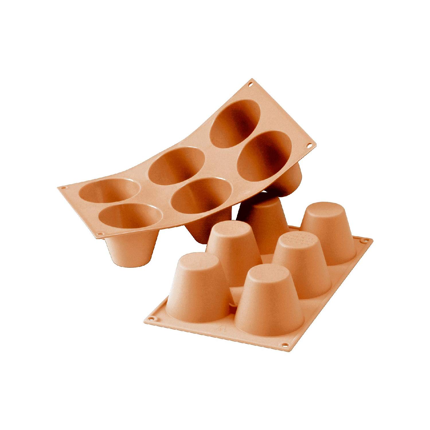 Silikomart | SF052 Silicone Mould for Muffin Monoportions, Non-Stick, 6 Cavities, Pack of 1 Cake Mould, Ø 75 h 60 mm, Made in Italy