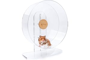 Niteangel Silent Hamster Exercise Wheel - Dual-Bearing Quiet Spinning Acrylic Hamster Running Wheel for Hamsters, Gerbils, Mice, Degus, or Other Small Animals (Large - Wider Version)