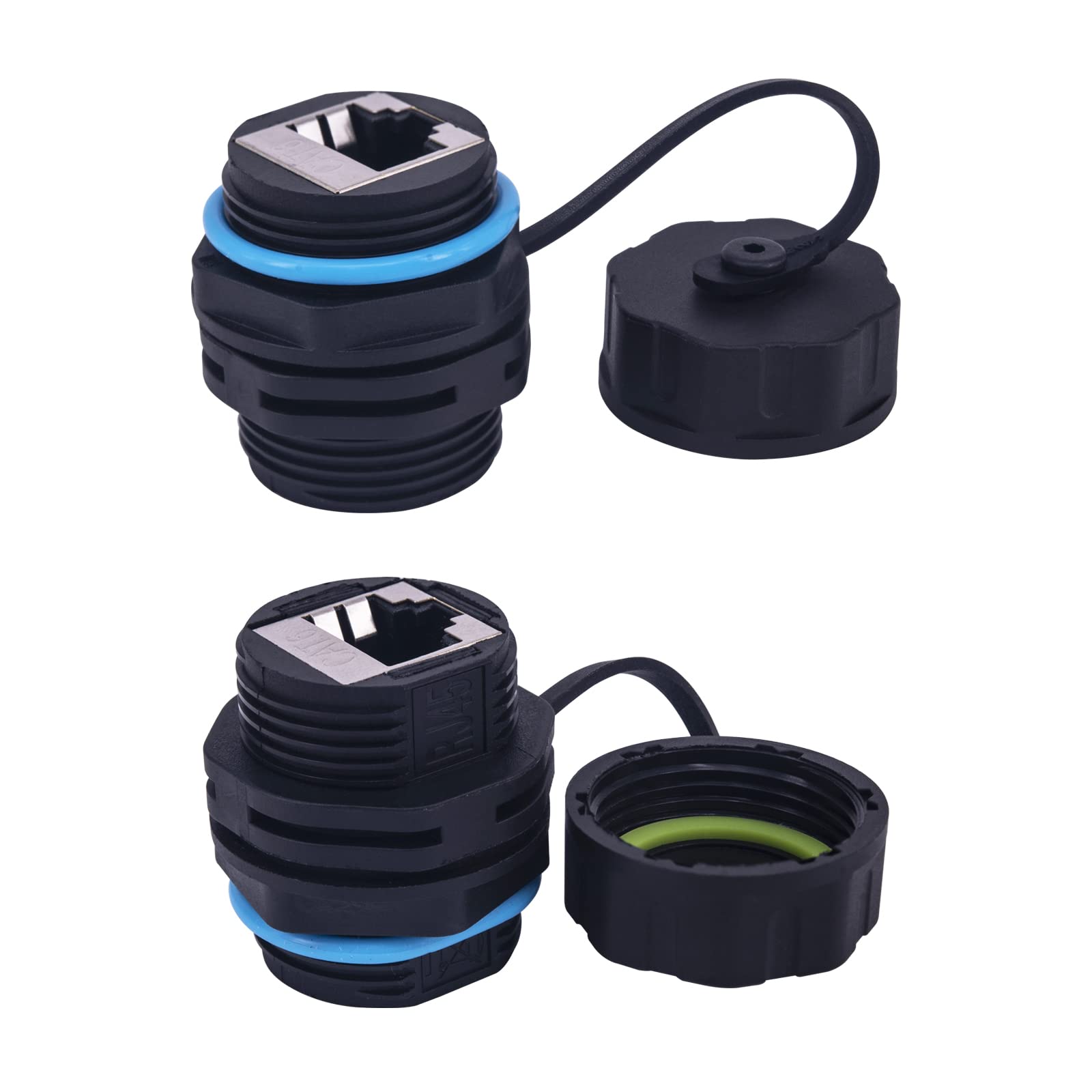 Photo 1 of Waterproof CAT6 RJ45 Panel Mount Coupler,Lonlonty IP68 Shielded Industrial Panel Mount Bulkhead Ethernet LAN Pass Through Connector,Female to Female Feed Thru Coupler RJ45 Waterproof Connector 2PACK