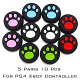 5 Pairs Cat Paw Silicone Thumb Grips 5 Colors