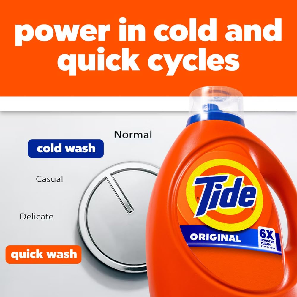 Tide Liquid Laundry Detergent, Original Scent, 80 fl oz, 64 Loads, Boosted Clean Even in Cold Water with Concentrated Washing Soap