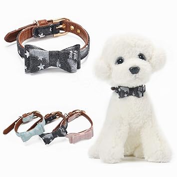 Amazon Gwcr 犬 首輪 小型犬 猫用 かわいい デニム Pu 犬の首輪