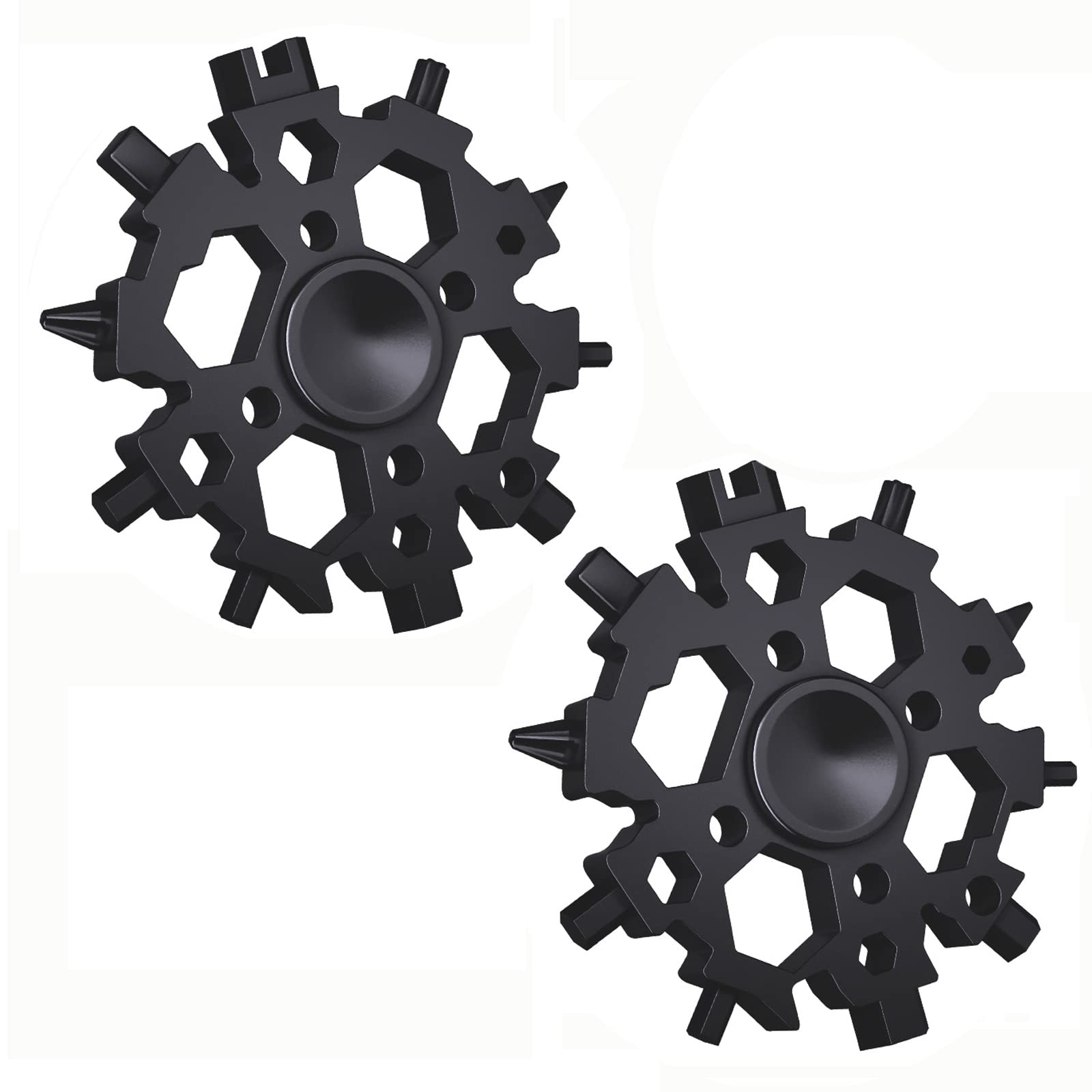 Gifts for Men, 22-in-1 Snowflake Multitool as Christmas Stocking Stuffers for Children, Teenagers, Adults, Dads, Husbands, Friends and Grandpa (Black, Pack of 2)