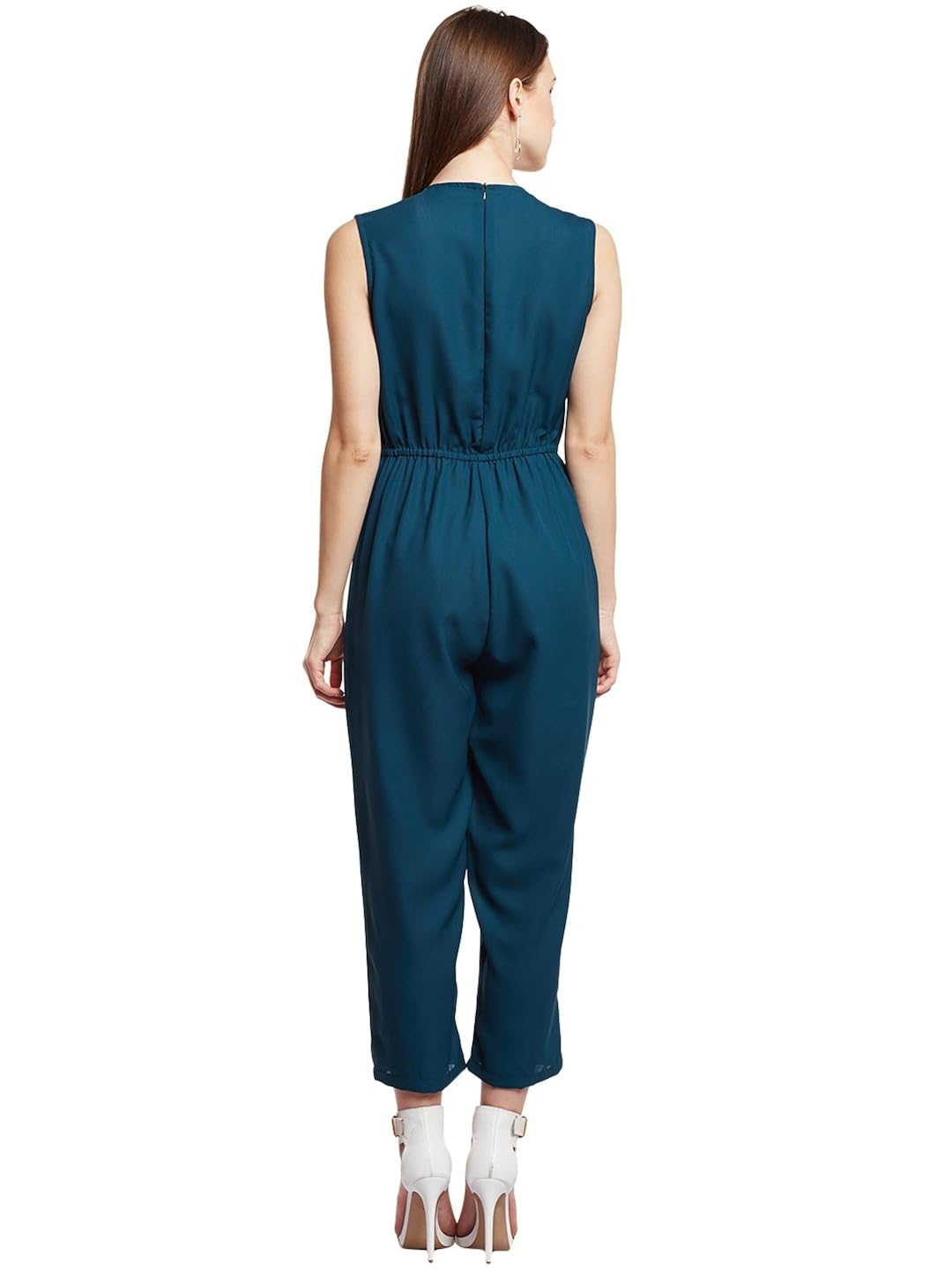 green solid layered jumpsuit