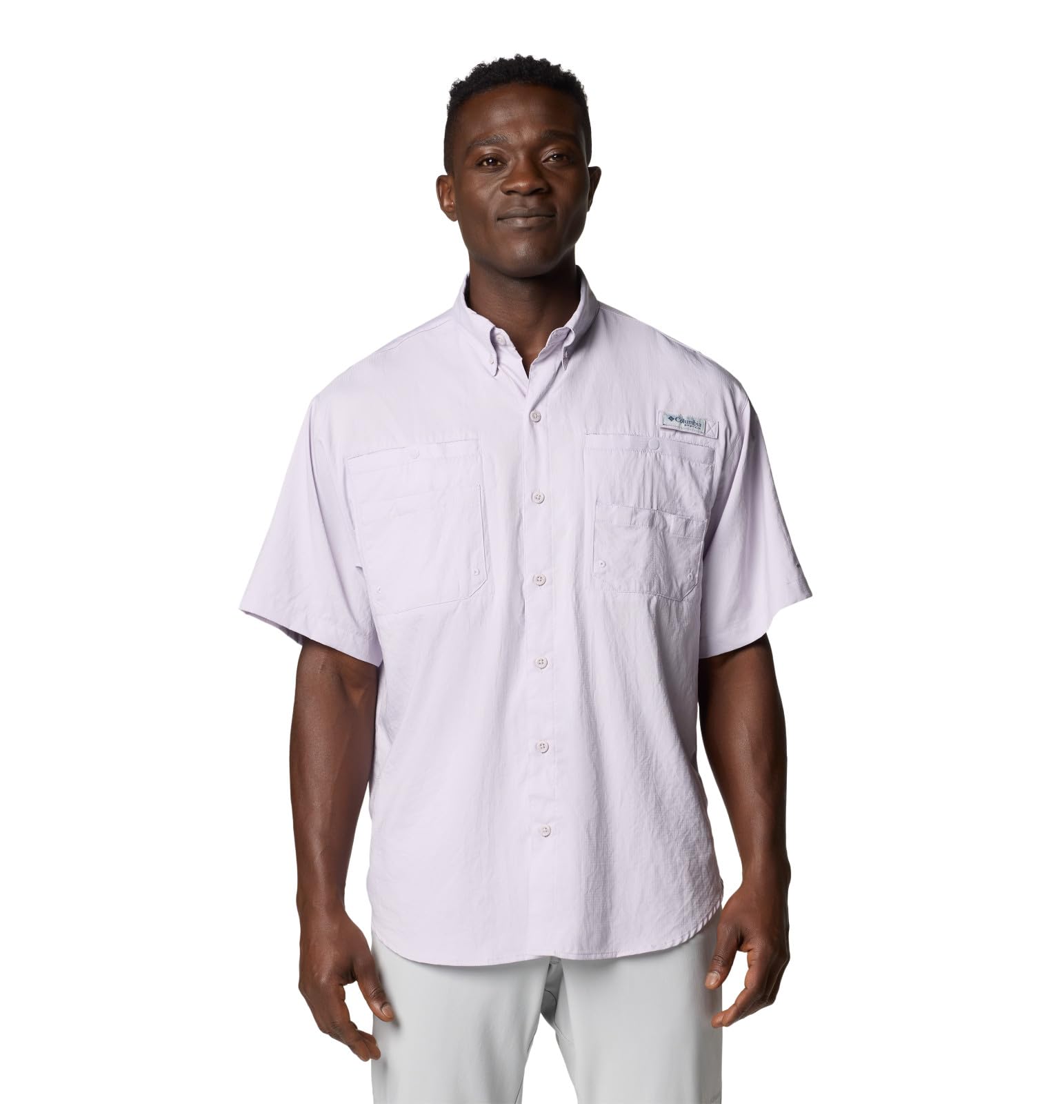 Columbia Mens PFG Tamiami II Short Sleeve Fishing Shirt, Lavender Pearl, Large Tall Image