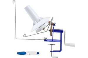 Hiboom Large Yarn Winder Large Capacity 10-16 oz, Yarn Winder for Crocheting Spinner Hand Operated Cake with Thread Cutter Scissor for Knitting(Blue)