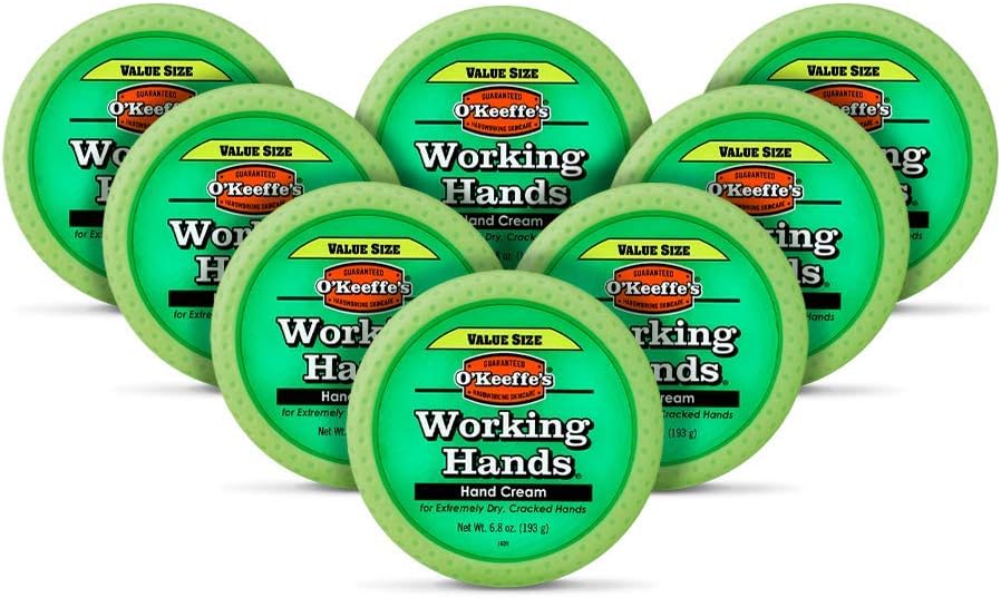 O'Keeffe's Working Hands Value Size Jar 193g (8 Pack) - Hand Cream for Extremely Dry Cracked Hands, 193 g (Pack of 8)